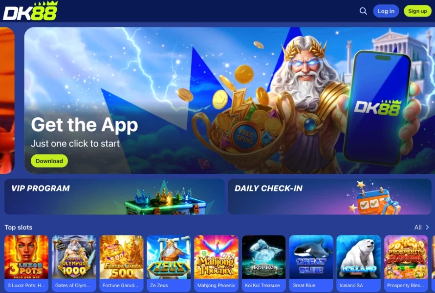 DK88 Malaysia app download screen with Android and iOS install icons