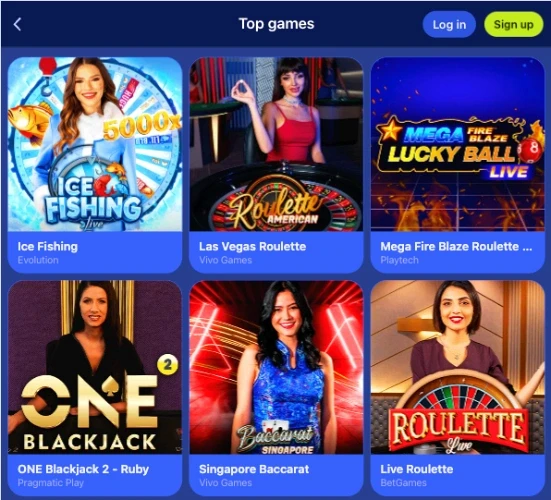 DK88 Malaysia live casino top games showing streamed tables including Ice Fishing, Las Vegas Roulette and ONE Blackjack